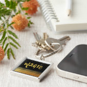 *~* MAGIC Gold & Black Chic Magical Good Vibes Sleutelhanger (Zijkant)