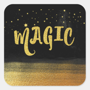 *~* MAGIC Gold & Black Chic Magical Good Vibes Vierkante Sticker