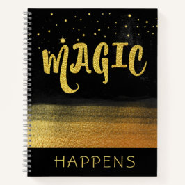 *~* MAGIC Gold & Black Girly Magical Good Vibes Notitieboek