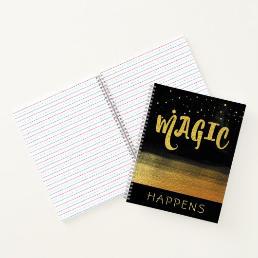 *~* MAGIC Gold & Black Girly Magical Good Vibes Notitieboek (Binnen)