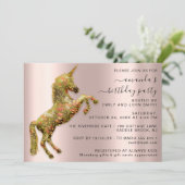 Magic Gold Mimetic Eenhoorn Paard Verjaardagsfeest Kaart (Staand voorkant)