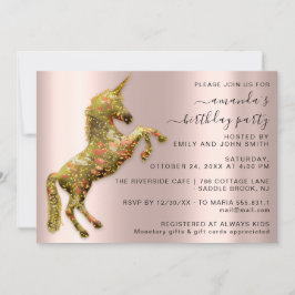 Magic Gold Mimetic Eenhoorn Paard Verjaardagsfeest Kaart