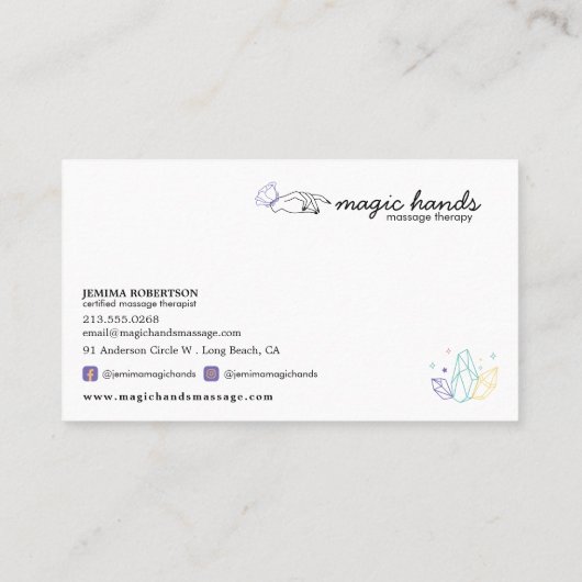 Magic Hands Massage Therapist Esoteric Business Ca Visitekaartje (Achterkant)