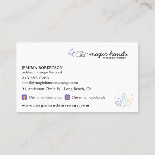 Magic Hands Massage Therapist Esoteric Business Visitekaartje (Achterkant)