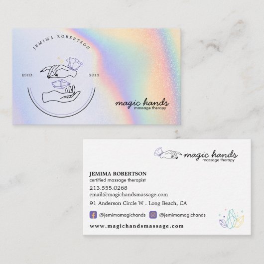 Magic Hands Massage Therapist Esoteric Business Visitekaartje (Voorkant / Achterkant)