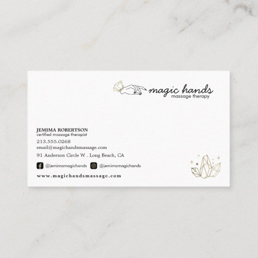 Magic Hands Massage Therapist Esoteric Visitekaartje (Achterkant)