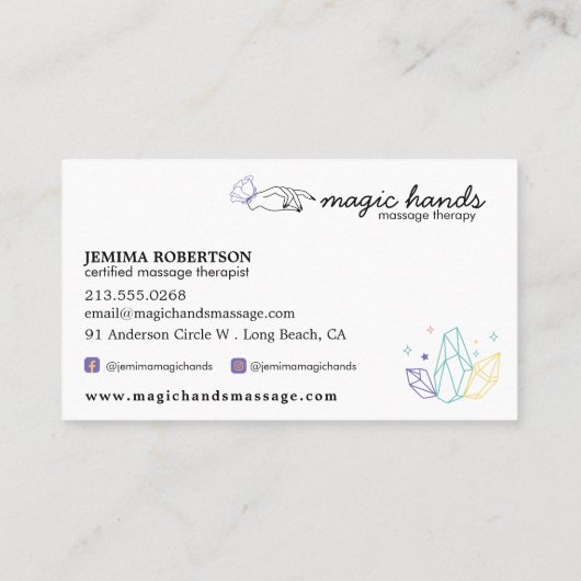Magic Hands Massage Therapist Esoteric Visitekaartje (Achterkant)