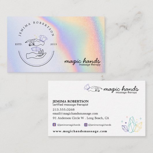 Magic Hands Massage Therapist Esoteric Visitekaartje (Voorkant / Achterkant)