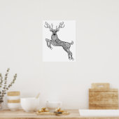 Magic Horned Deer met vogelpoel 2 Poster (Keuken)