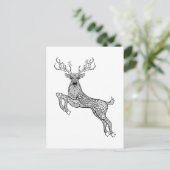 Magic Horned Deer with Birds Doodle Briefkaart (Staand voorkant)