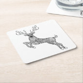 Magic Horned Deer with Birds Doodle Kartonnen Onderzetters (Schuin)