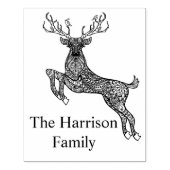 Magic Horned Deer with Birds Doodle Rubberstempel (Afrduk)