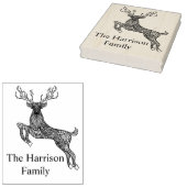 Magic Horned Deer with Birds Doodle Rubberstempel (Gestempeld)
