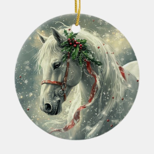 Magic Horse Kerst Ornament - Keramisch op maat (Voorkant)