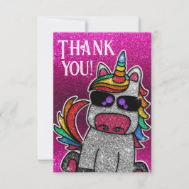 Magic Hot Roze Eenhoorn Glitter Whimsical Verjaard Bedankkaart