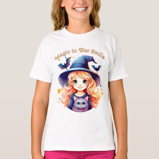 Magic in Her Smile – Kids’ Halloween T-Shirt (Voorkant)