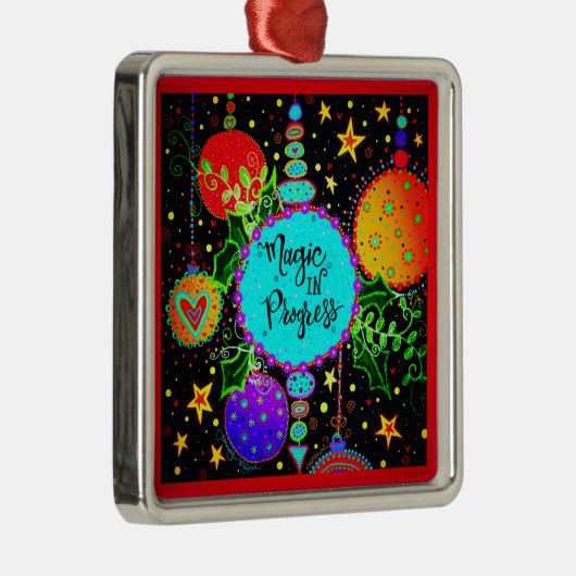 Magic in Progress Leuke Kleurrijke Whimsical Metalen Ornament (Rechts)
