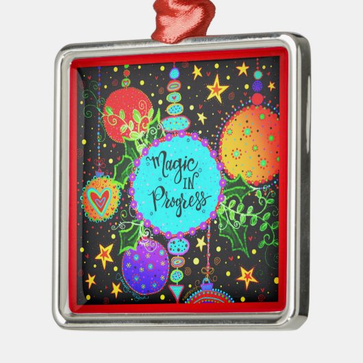 Magic in Progress Leuke Kleurrijke Whimsical Metalen Ornament (Links)