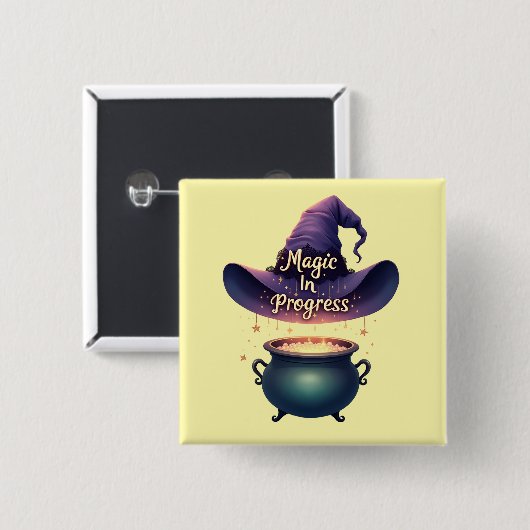 Magic In Progress Witch Hat & Cauldron Button (Voorkant /achterkant)