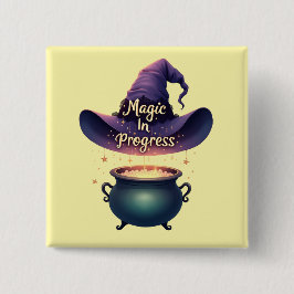 Magic In Progress Witch Hat & Cauldron Button