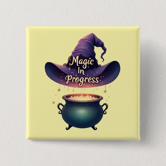 Magic In Progress Witch Hat & Cauldron Button (Voorkant)