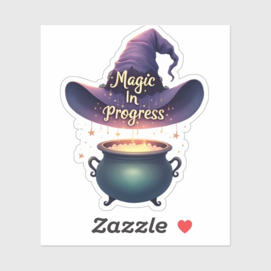 "Magic In Progress" Witch Hat Halloween Sticker (Vel)