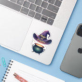 "Magic In Progress" Witch Hat Halloween Sticker (Laptop met iPhone)