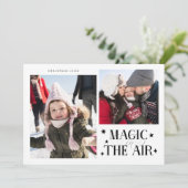 Magic In The Air White Multi Photo Holiday Card Feestdagenkaart (Staand voorkant)