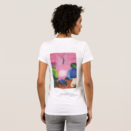 Magic Insect Butterfly Transformation Illustration T-shirt (Achterkant volledig)