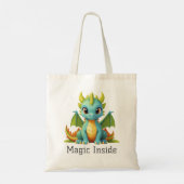 Magic Inside Green Blue Baby Dragon Canvas tas (Achterkant)