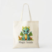 Magic Inside Green Blue Baby Dragon Canvas tas (Voorkant)