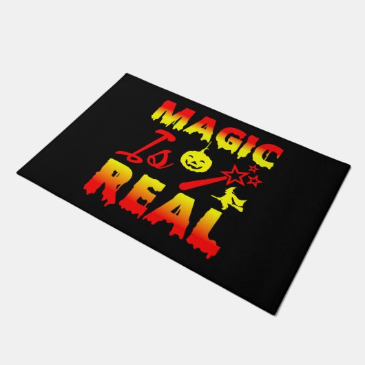 Magic is echt een halloween pomkin witch deurmat (Schuin)