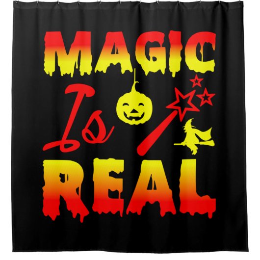 Magic is echt een halloween pomkin witch douchegordijn (Voorkant)