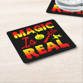 Magic is echt een halloween pomkin witch kartonnen onderzetters