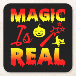 Magic is echt een halloween pomkin witch kartonnen onderzetters