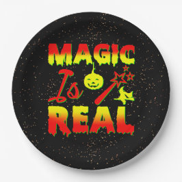 Magic is echt een halloween pomkin witch papieren bordje