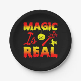 Magic is echt een halloween pomkin witch papieren bordje