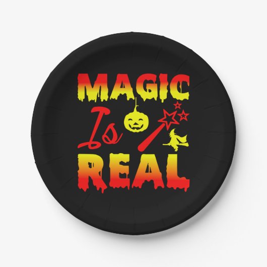 Magic is echt een halloween pomkin witch papieren bordje (Voorkant)
