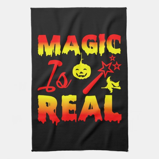 Magic is echt een halloween pomkin witch theedoek (Verticaal)