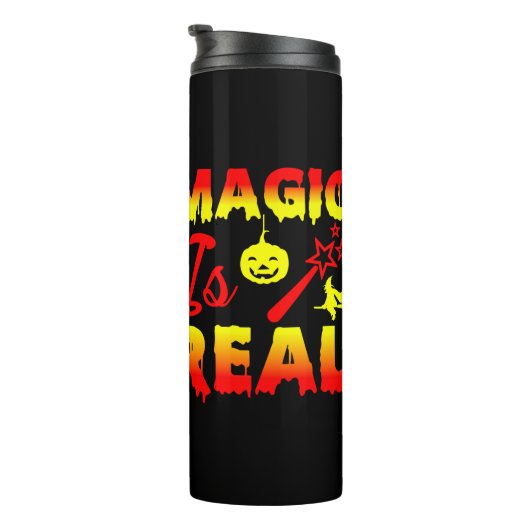 Magic is echt een halloween pomkin witch thermosbeker (Geroteerd rechts)