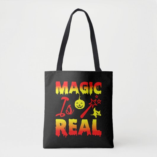 Magic is echt een halloween pomkin witch tote bag (Voorkant)
