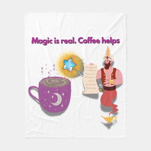 Magic Is Real, Coffee Helps – Cozy Wizard Blanket Fleece Deken (Voorkant)