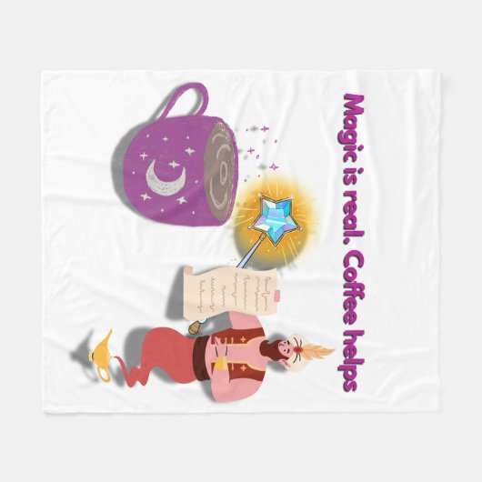 Magic Is Real, Coffee Helps – Cozy Wizard Blanket Fleece Deken (Voorkant (Horizontaal))