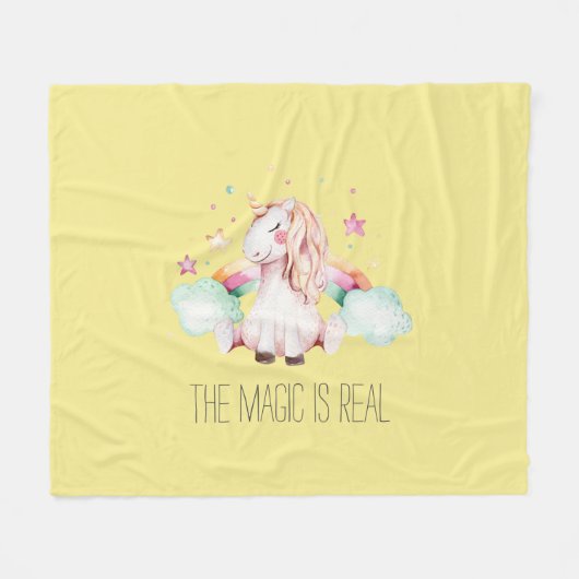 Magic is Real Unicorn Fleece Deken (Voorkant (Horizontaal))