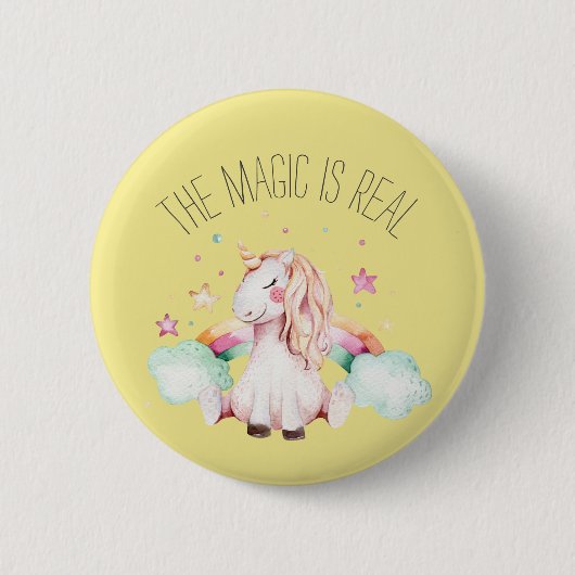 Magic is Real Unicorn Ronde Button 5,7 Cm (Voorkant)