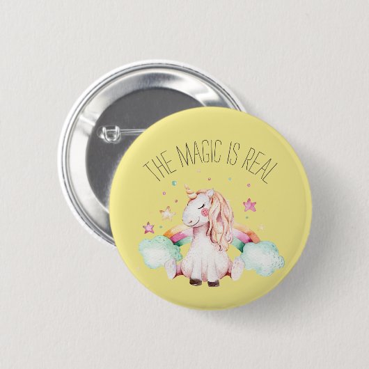 Magic is Real Unicorn Ronde Button 5,7 Cm (Voorkant /achterkant)