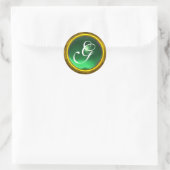 MAGIC JADE MONOGRAM helder groen geel Ronde Sticker (Tas)