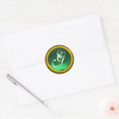 MAGIC JADE MONOGRAM helder groen geel Ronde Sticker (Envelop)