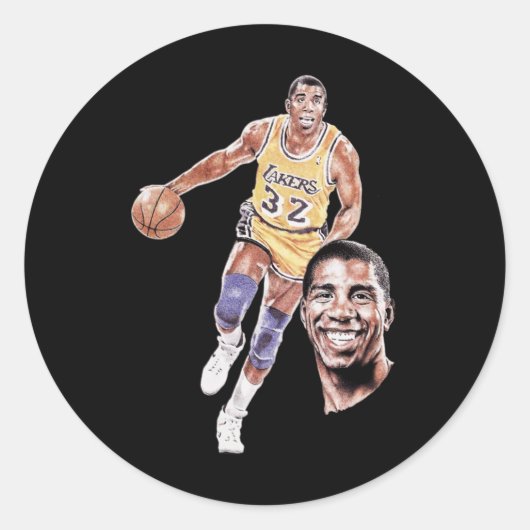 Magic Johnson Art Graphic Ronde Sticker (Voorkant)