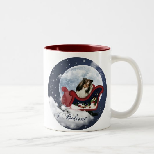 Magic kerst Sheltie Tweekleurige Koffiemok (Rechts)